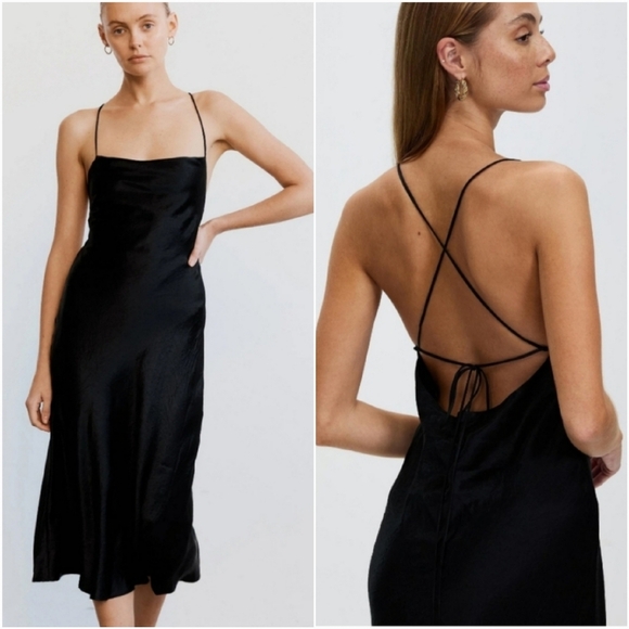 Third Form Crush Bias Cowl Neck and Back Sexy Black Slip Date Night Baddie Style - Picture 1 of 6